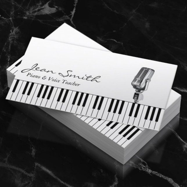 Musical White Piano & Voice Teacher Music Visitkort (Skapare uppladdad)