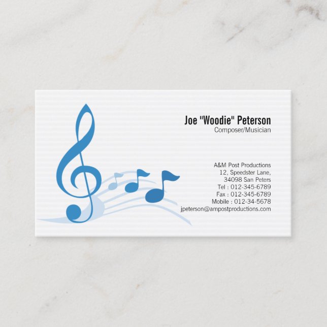 Musician Affärskort Treble Clef Musik noter Visitkort (Framsida)