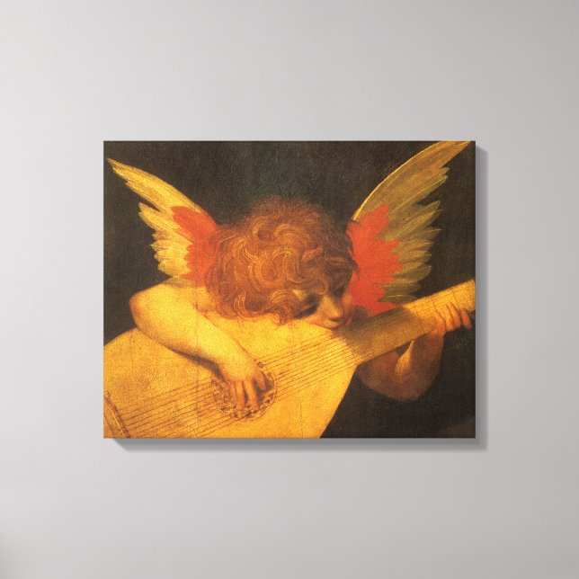 Musician Angel Spelar Lute av Rosso Fiorentino Canvastryck (Framsida)