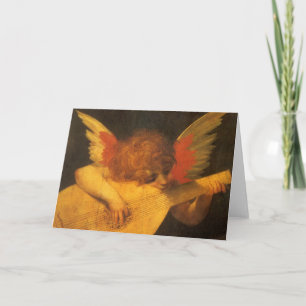 Musician Angel Spelar Lute av Rosso Fiorentino Kort
