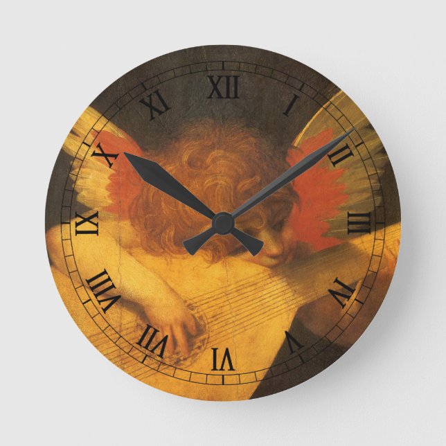 Musician Angel Spelar Lute av Rosso Fiorentino Rund Klocka (Framsida)