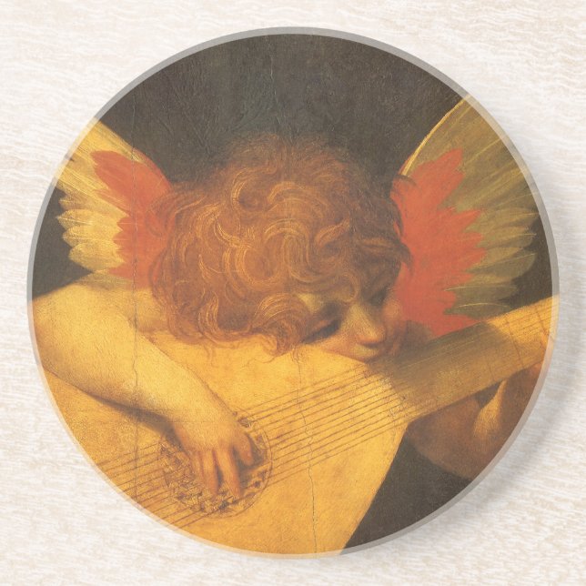 Musician Angel Spelar Lute av Rosso Fiorentino Underlägg (Framsidan)