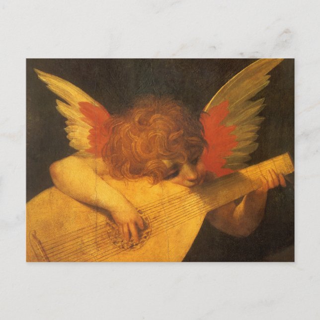 Musician Angel Spelar Lute av Rosso Fiorentino Vykort (Framsida)