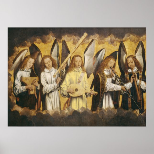 Musician änglar av Hans Memling | lämnat panel Poster (Framsidan)