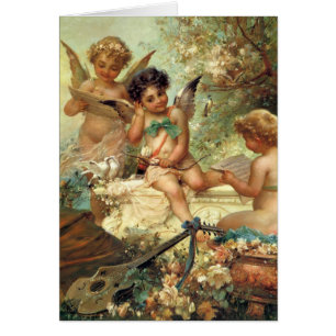 Musician Änglar av Hans Zatzka, Victorian Fine Art Hälsningskort