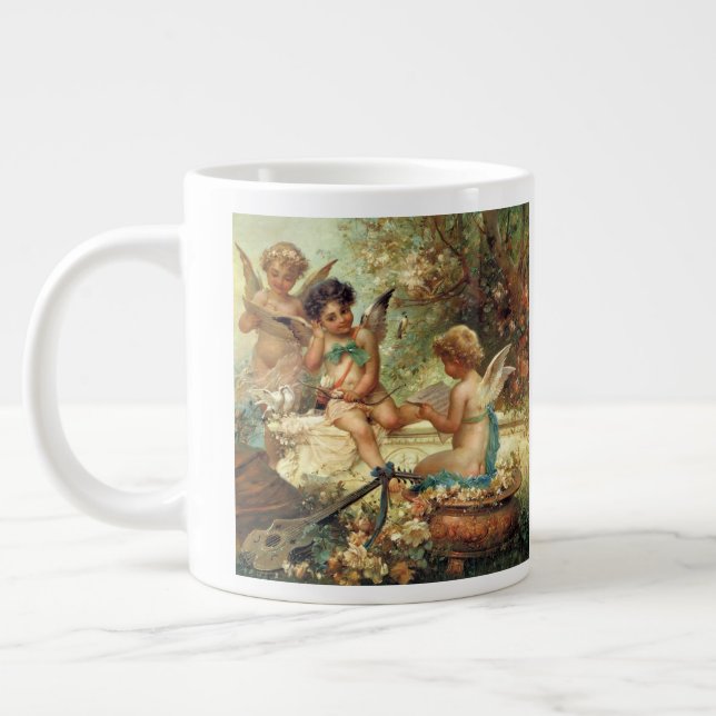 Musician Änglar av Hans Zatzka, Victorian Fine Art Jumbo Mugg (Vänster)