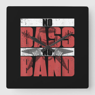 Musician Bassistance Gift Idea Bass Guitar Fyrkantig Klocka