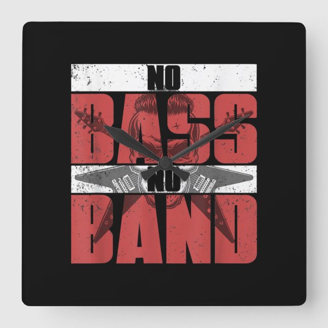 Musician Bassistance Gift Idea Bass Guitar Fyrkantig Klocka (Framsida)