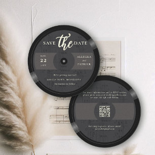 Musician Bröllop spara datum Vinyl QR Code Black Datumet