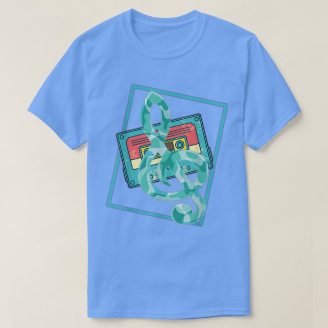 Musician Cassette Retro 90s Vaporwave Music Treble T Shirt (Design framsida)
