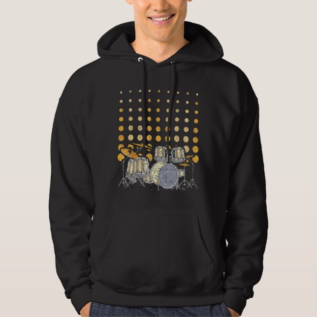 Musician Drummer Music Percussion Drum Set Drums Hoodie (Framsida)