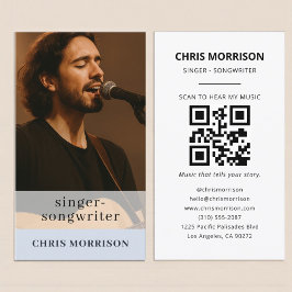 Musician Dusty Blue QR Code Business Card Visitkort