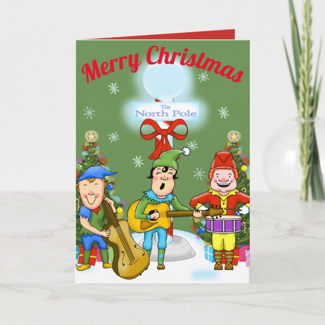 Musician Elves jul Greeting Card Helgkort (Framsida)