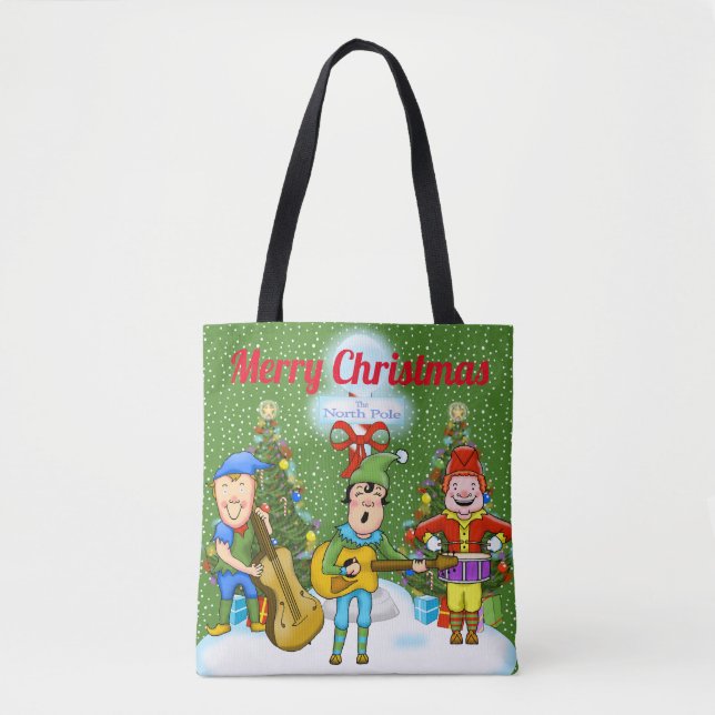 Musician Elves jul Tote Bag Tygkasse (Framsida)
