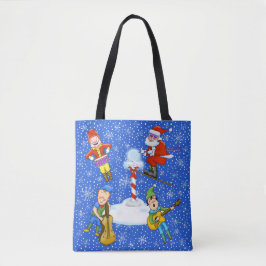 Musician Elves med jultomten Tote Bag Tygkasse