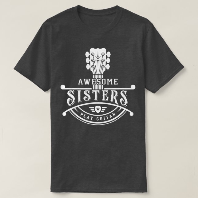 Musician Fantastisk Sisters spelar Guitar Nec T Shirt (Design framsida)