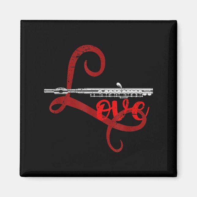 Musician Flutist Valentines Day Gift Orchestra Flu Magnet (Framsidan)