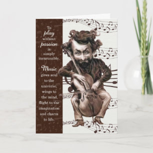 Musician Funny Cello Caricature Birthday Kort