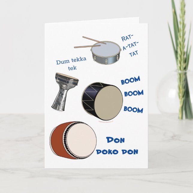 Musician Funny Drums Grattis på födelsedagen Card  Kort (Framsida)