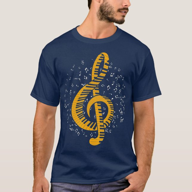 Musician Gift Idea Musik noter Musical Piano T Shirt (Framsida)