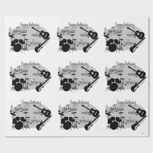 Musician Graphic Gift Wrap HAMbyWG Presentpapper (Platt)