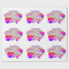 Musician Graphic Gift Wrap Rainbow HAMbyWG Presentpapper