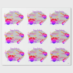 Musician Graphic Gift Wrap Rainbow HAMbyWG Presentpapper