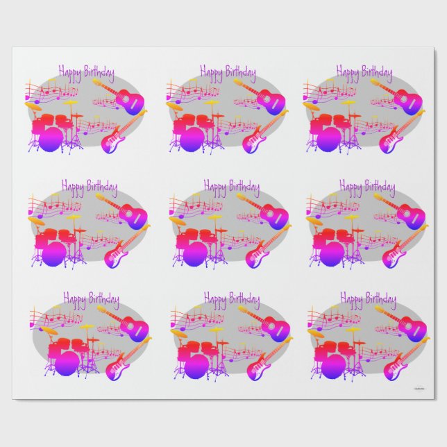 Musician Graphic Gift Wrap Rainbow HAMbyWG Presentpapper (Platt)