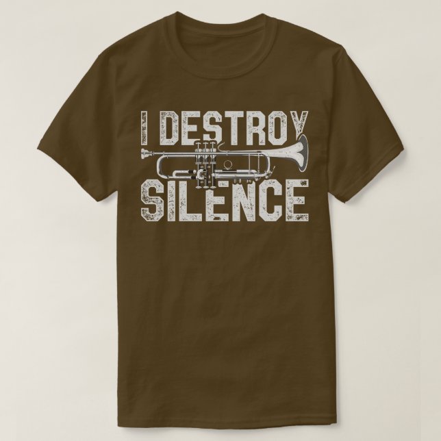 Musician I Destroy Silence Trumpet Retro Marching T Shirt (Design framsida)