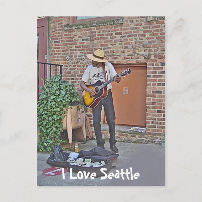 Musician in Alley Vykort (Framsida)