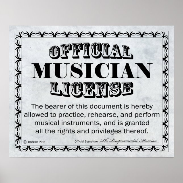 Musician Licence Poster (Framsidan)