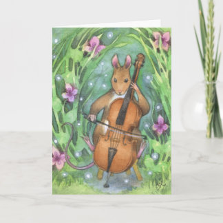 Musician Mouse Cello Cute Illustration Kort
