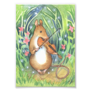 Musician Mouse Viola Cute Illustration Fototryck