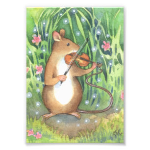 Musician Mouse Violinist Cute Illustration Fototryck