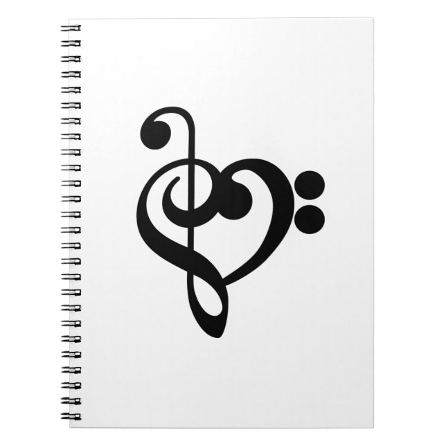 Musician Music Heart - Treble Bass Clef Anteckningsbok (Framsidan)