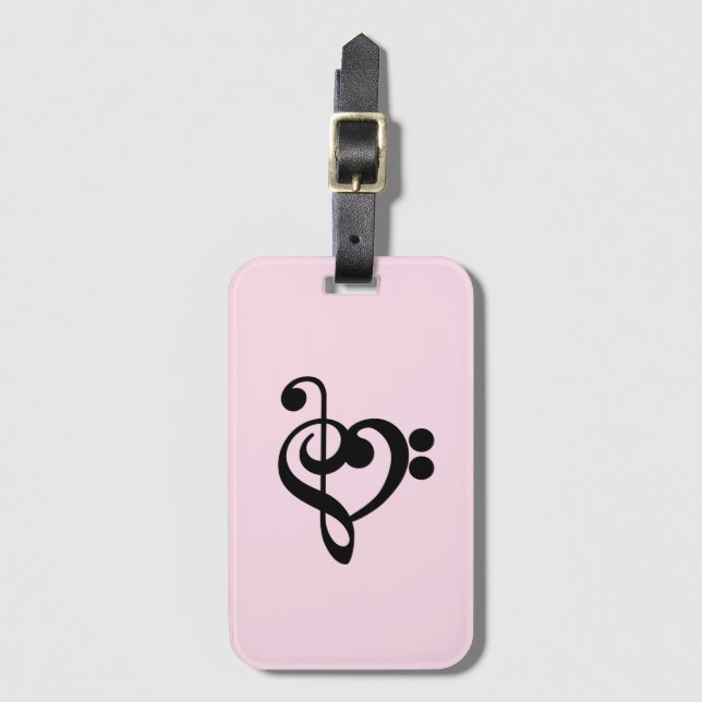 Musician Music Heart - Treble Bass Clef Bagagebricka (Framsida vertikal)