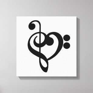 Musician Music Heart - Treble Bass Clef Canvastryck