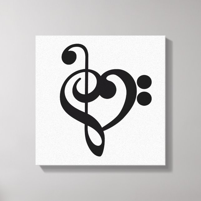 Musician Music Heart - Treble Bass Clef Canvastryck (Framsida)