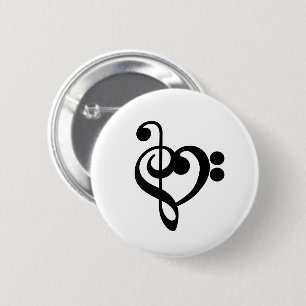 Musician Music Heart - Treble Bass Clef Knapp