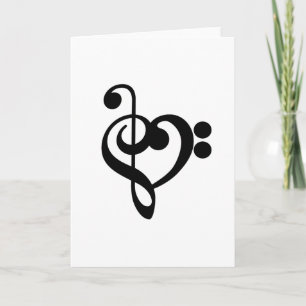 Musician Music Heart - Treble Bass Clef Kort