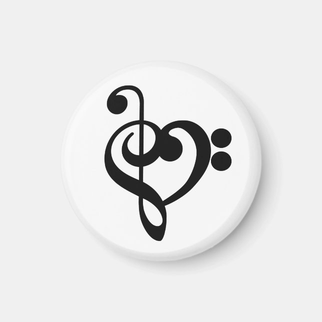 Musician Music Heart - Treble Bass Clef Magnet (Framsidan)