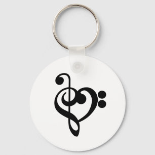 Musician Music Heart - Treble Bass Clef Nyckelring