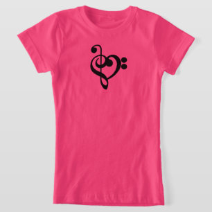 Musician Music Heart - Treble Bass Clef T Shirt