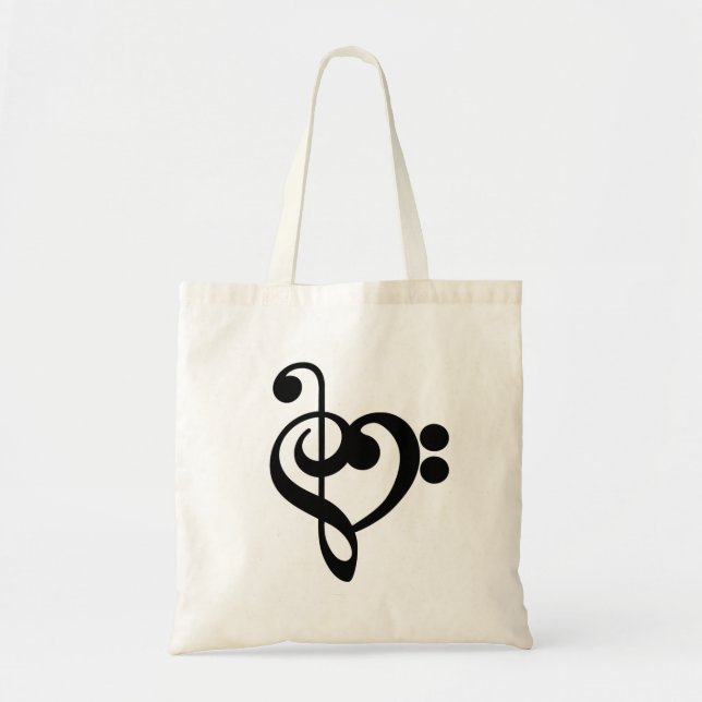 Musician Music Heart - Treble Bass Clef Tygkasse (Framsidan)
