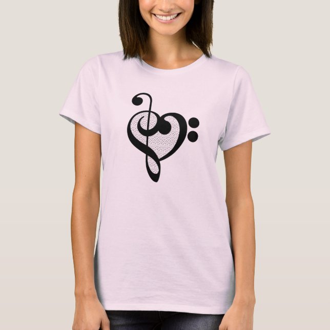 Musician Music Note Mönster Heart T Shirt (Framsida)