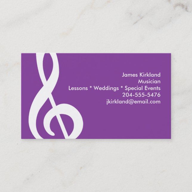 Musician Music Teacher Band Director Treble Clef Visitkort (Framsida)