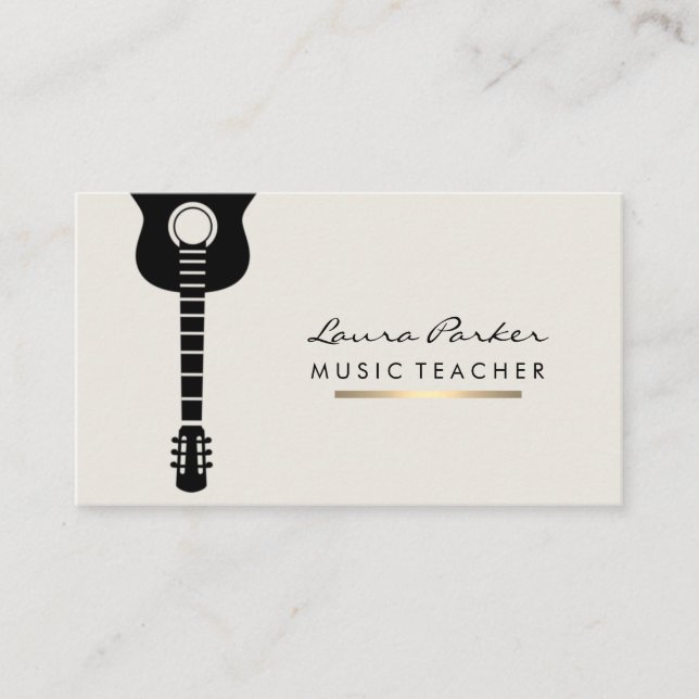 Musician Music Teacher Guitar-instrumentet Guld Visitkort (Framsida)