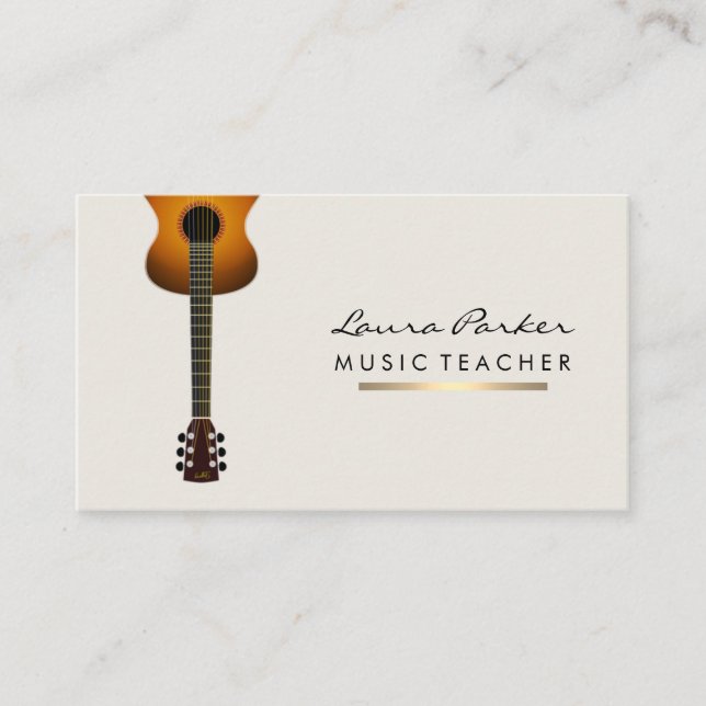 Musician Music Teacher Guitar-instrumentet Guld Visitkort (Framsida)