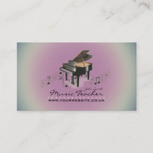 Musician/Music Teacher (Piano 1) Lavender BG Visitkort (Framsida)
