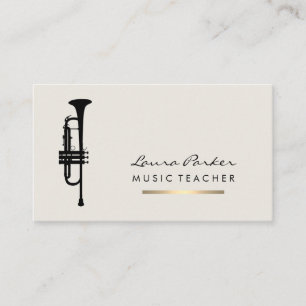 Musician Music Teacher Trumpet Instrument Guld Visitkort